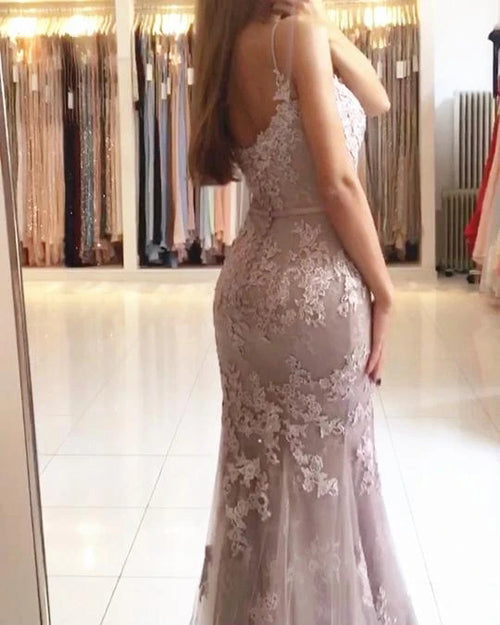 Sweetheart Spaghetti Straps Lace Mermaid Floor Long Evening Prom Dresses,MP618 | musebridals.com