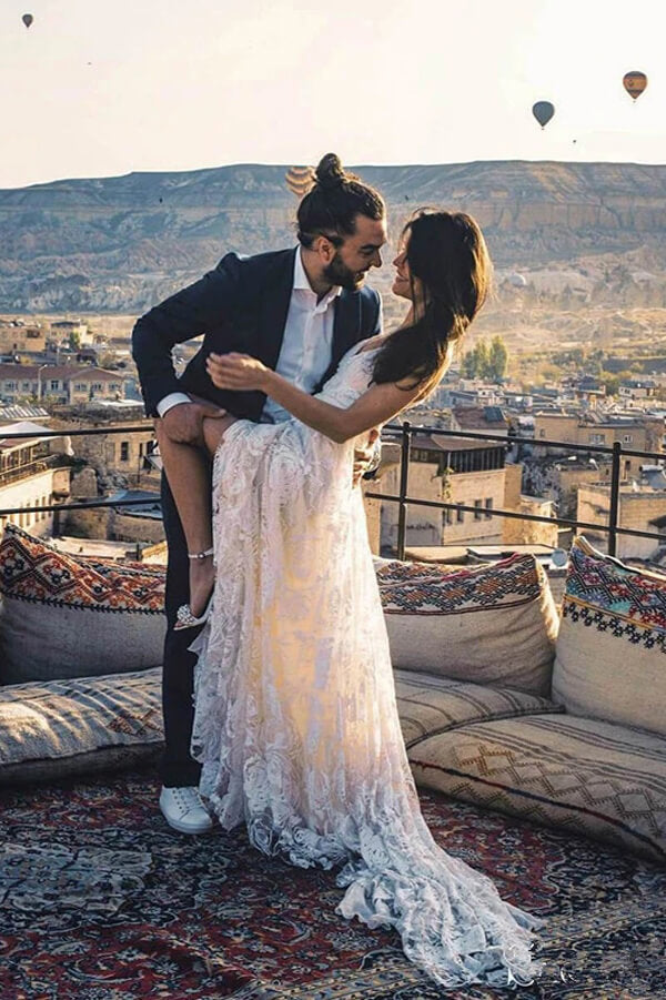 Charming Ivory Boho Lace Bohemian Long Beach Wedding Dresses Bridal Dr Musebridals Charming Ivory Boho Lace Bohemian Long Beach Wedding Dresses Bridal Dr Musebridals