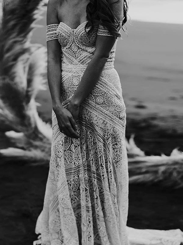 Sweetheart Neck Lace Beach Ivory Rustic Boho Wedding Dresses,MW267 Musebridals Sweetheart Neck Lace Beach Ivory Rustic Boho Wedding Dresses,MW267 Musebridals