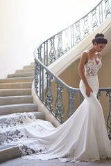 double strap mermaid dress fame and partners Elegant Spaghetti Straps Mermaid Wedding Dresses With Applique Court T –  Musebridals