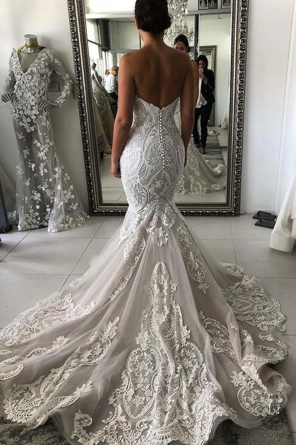 gorgeous wedding dresses Ball Gown Scoop Neck Open Back Lace Dresses,Luxurious Wedding Gowns,MW466 with its intricate lace detailing and flowing train 23 of The Most Epic