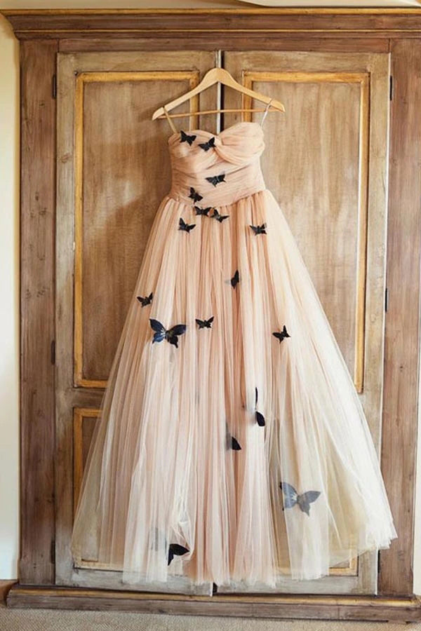 Beautiful Butterfly Wedding Dresses Sweetheart Ruffles Bridal Gown,MW391