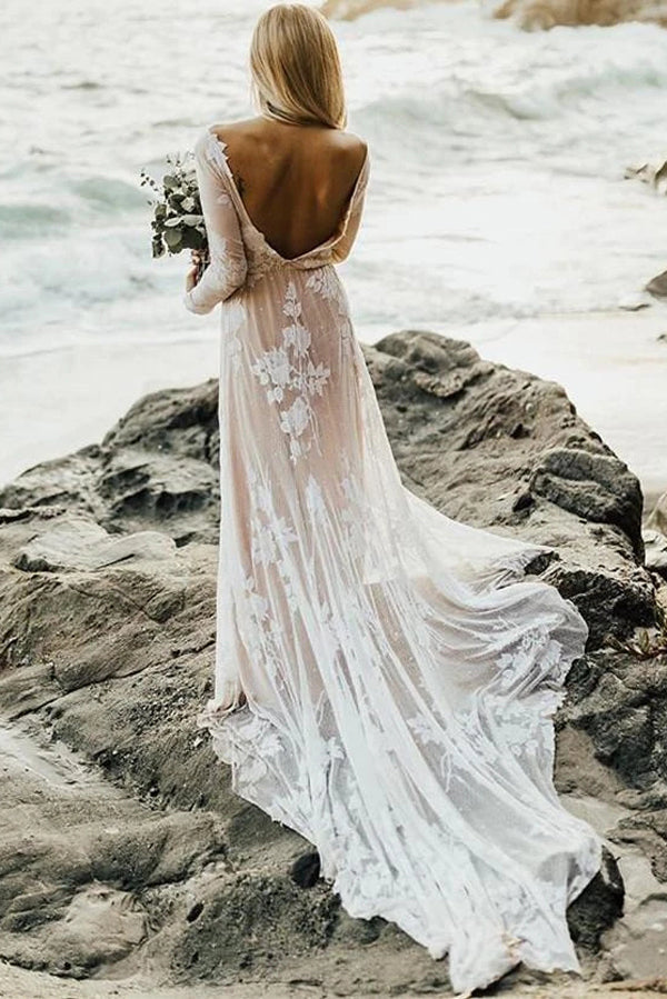 long sleeve boho wedding dresses Off the Shoulder Detachable Puffy Bridal Gowns and ready to celebrate your big day. Simple Crepe Bohemian Long Sleeve