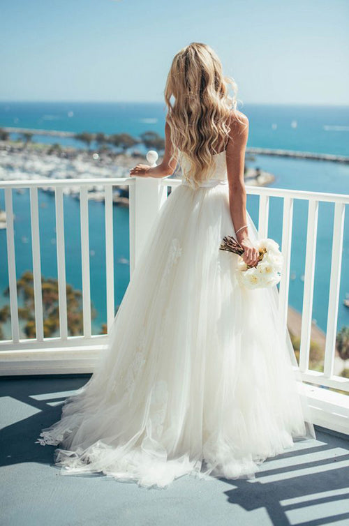 Simple Sweetheart Spaghetti Straps Custom Long Wedding Bridal Dresses, Musebridals Simple Sweetheart Spaghetti Straps Custom Long Wedding Bridal Dresses, Musebridals