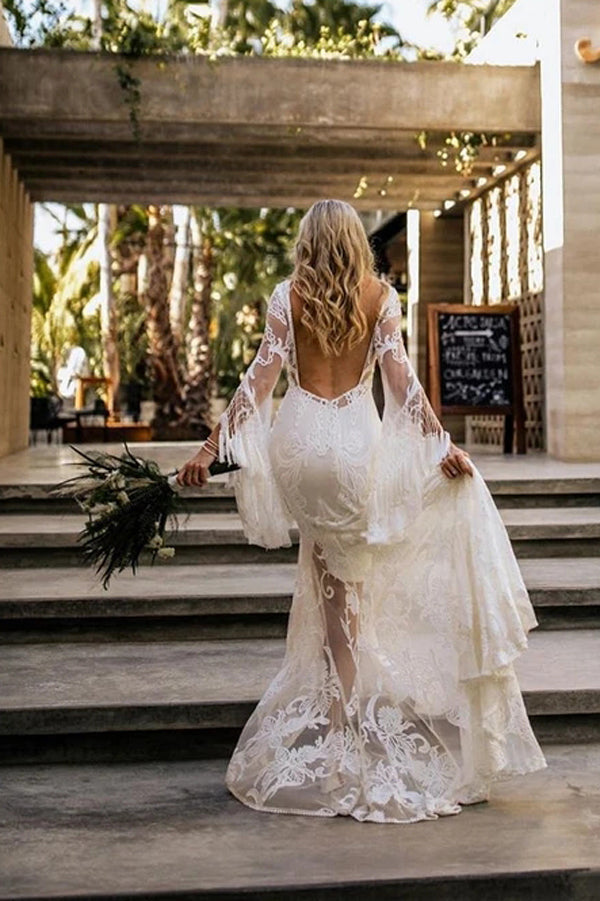 Long Sleeve Wedding Dresses Boho Bridal Dresses,MW503 | Musebridals Long Sleeve Wedding Dresses Boho Bridal Dresses,MW503 | Musebridals
