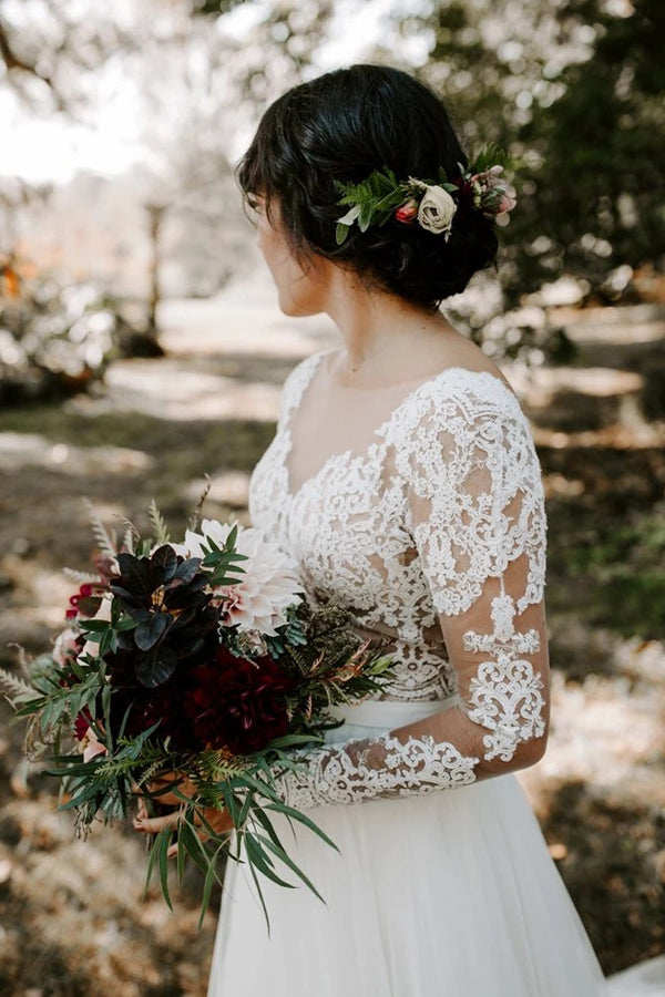 inexpensive a line wedding dresses Simple Long Satin A-Line Wedding Dresses With Pockets MakerryBridal