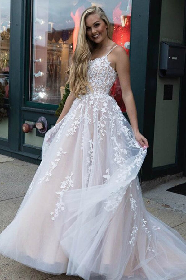 Yellow Tulle Spaghetti Straps A-Line Prom Dresses, MP628 Yellow Tulle Spaghetti Straps A-Line Prom Dresses, MP628