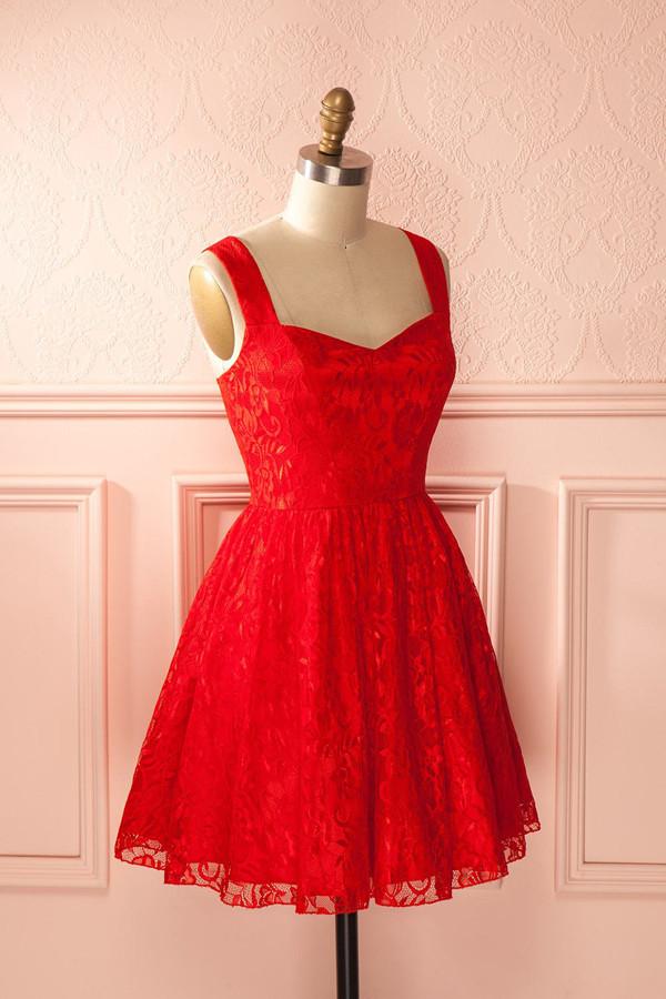 musebridals.com offer Red Simple Mid Back Sweetheart Homecoming Dress With Appliques, MH422