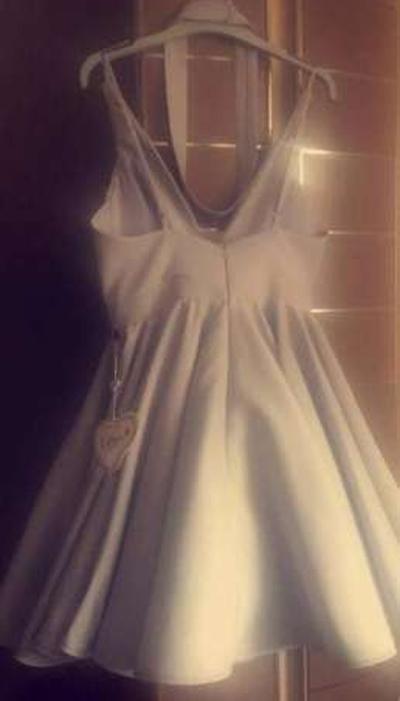 Light Lavender Deep V Neck Sleeveless Appliques Pleats Homecoming Dresses, MH247
