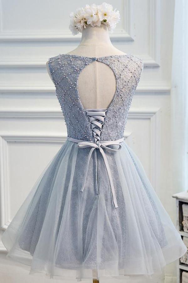 Chic Lace Beading Homecoming Dress, Short Prom Dress Cheap, Party Dress, MH175 at musebridals.com