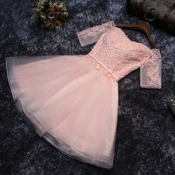 Cute Tulle A line Lace Homecoming Dresses Short Prom Dress on Line, MH182 at musebridals.com