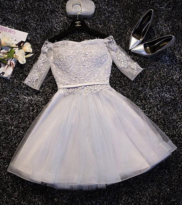 Cute Tulle A line Lace Homecoming Dresses Short Prom Dress on Line, MH182