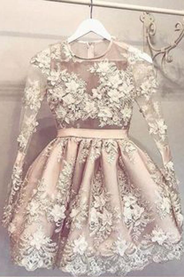 Cheap Long Sleeve Tulle Homecoming Dress, Short Prom Dresses for Girls, MH168