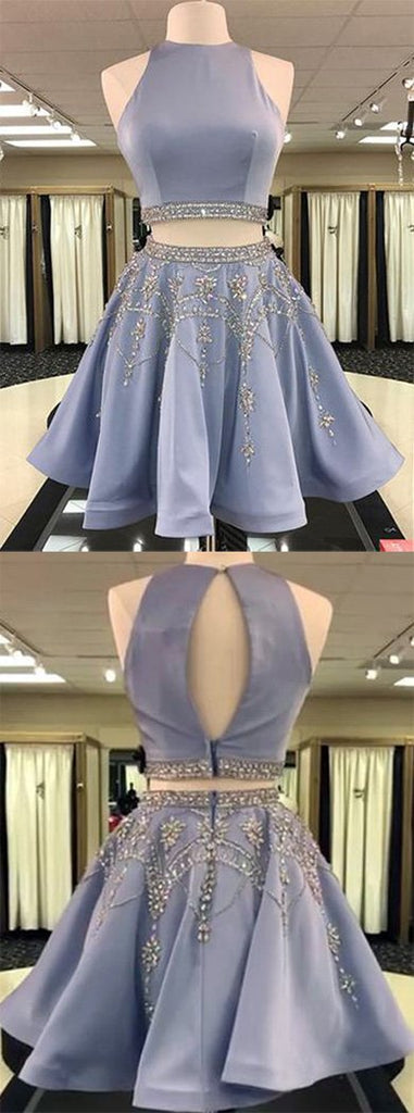 Two Piece A-Line Jewel Sleeveless Short Prom Dress, Homecoming Dress With Beading, MH109 Musebridals Two Piece A-Line Jewel Sleeveless Short Prom Dress, Homecoming Dress With Beading, MH109 Musebridals