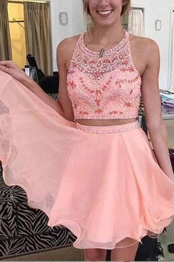 Charming Two Piece Tulle Homecoming Dress Party Dress Short Prom Dress , MH176
