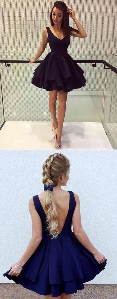 Cute Black Stain Backless A-line Homecoming Dresses Short Prom Dress, MH418 Musebridals Cute Black Stain Backless A-line Homecoming Dresses Short Prom Dress, MH418 Musebridals