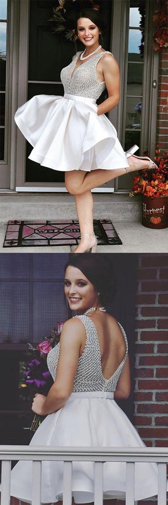 Fabulous V Neck Backless Beaded Short Prom Dress, Homecoming Dresses, MH206 Musebridals Fabulous V Neck Backless Beaded Short Prom Dress, Homecoming Dresses, MH206 Musebridals