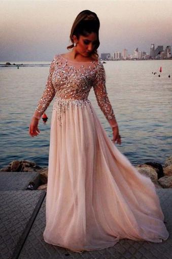 Cheap Long Sleeves Prom Dresses Long, Cocktail Evening Dresses for Woman, MP169