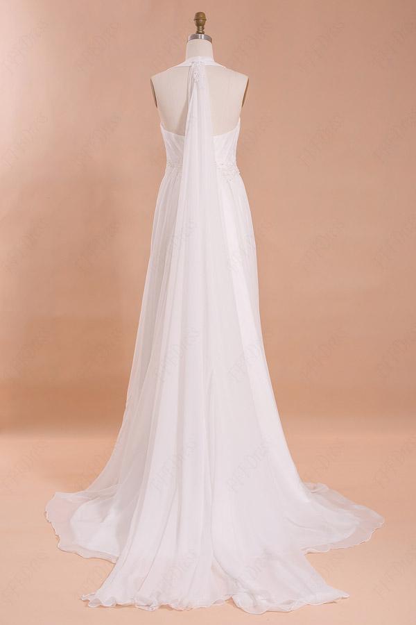 Charming Chiffon Beach Wedding Dress, Halter Floor-Length Wedding Dresses, MW120