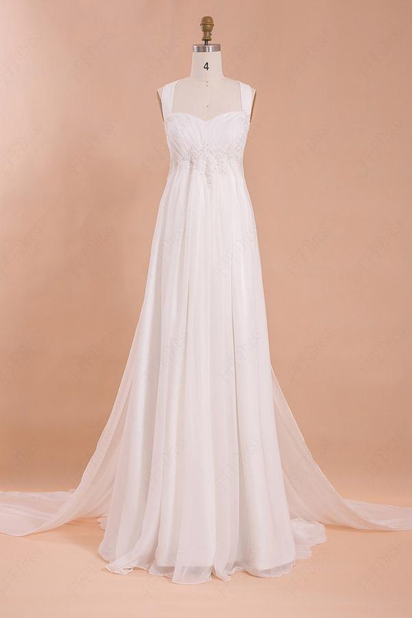 Charming Chiffon Beach Wedding Dress, Halter Floor-Length Wedding Dresses, MW120