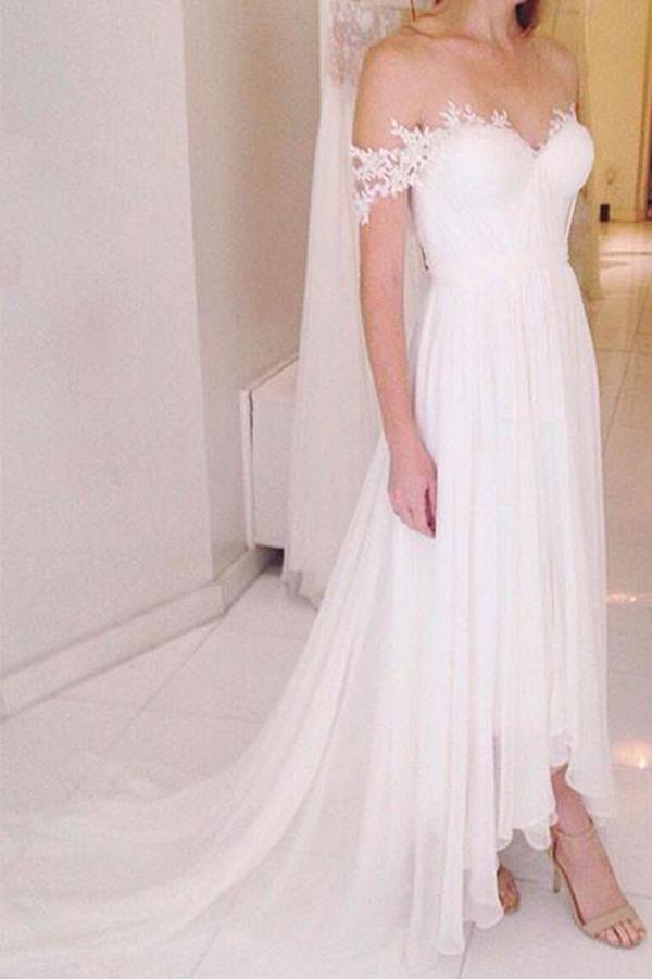 Fabulous Tulle Lace Simple Off Shoulder Wedding Dress, Lace Bridal Dresses, MW151