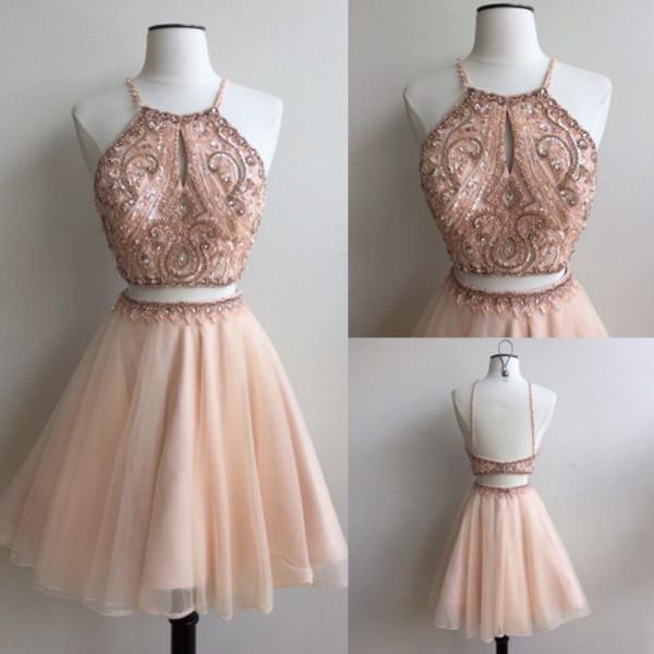 Cheap Two Piece Straps Homecoming Dresses, Short Prom Dress With Key Hole, MH170 Cheap Two Piece Straps Homecoming Dresses, Short Prom Dress With Key Hole, MH170
