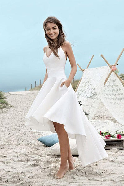 white high low beach dress White High Low Dress With Lace Back