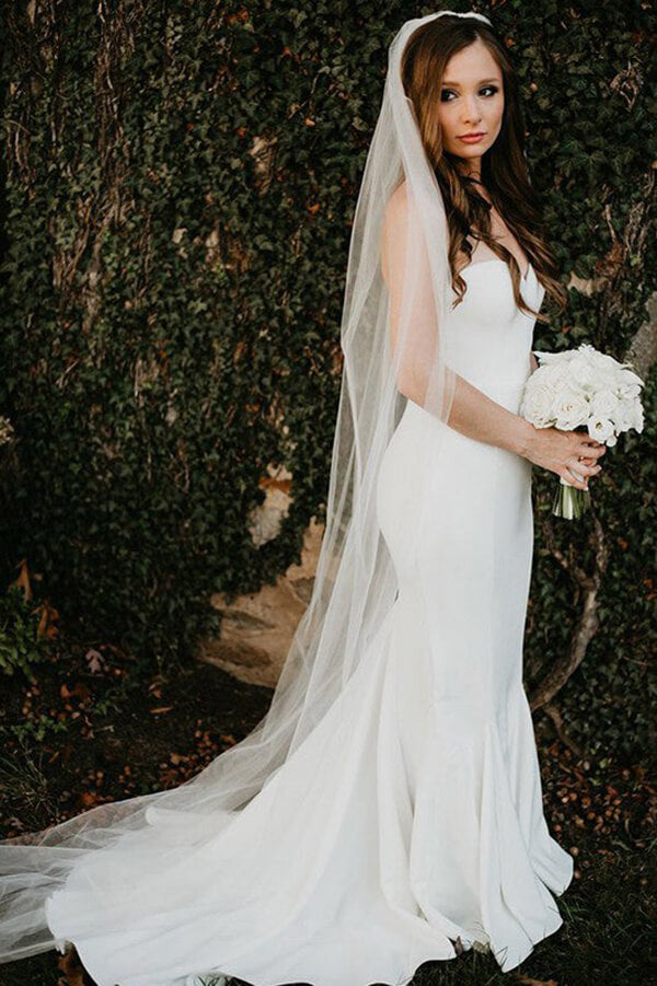 Satin Mermaid Sweetheart Beach Wedding Dresses MW648