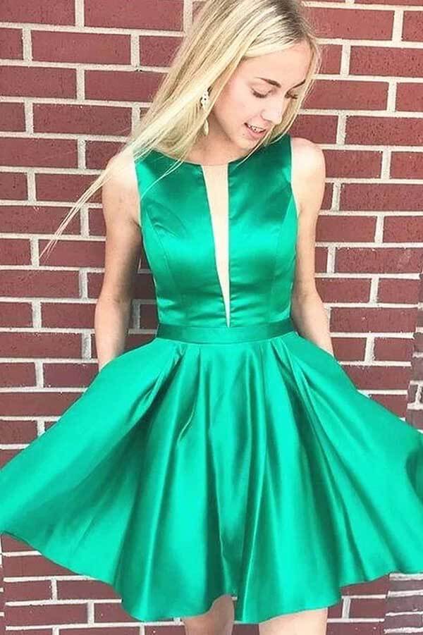Simple Green A-line Cheap Homecoming Dresses, Junior Homecoming Dress, MH540 | mini homecoming dress | green homecoming dresses | cheap homecoming dresses | www.musebridals.com