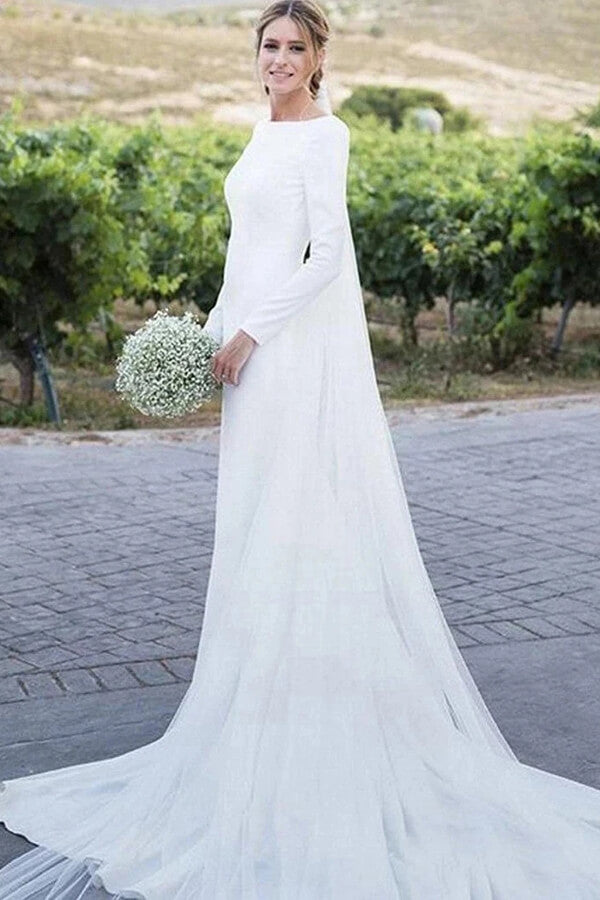 modest long sleeve wedding dress Regal High Neck Lace with Overskirt Minimalistic masterpiece for a perfect wedding dresseasy peasy Modest A-line Wedding Dress with