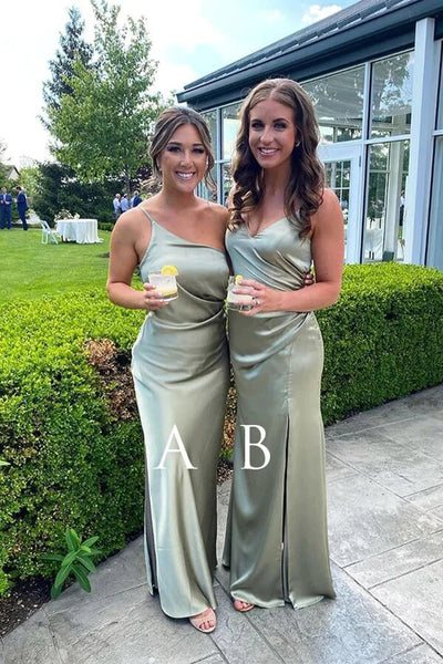 Sheath Sage Green Floor Length Bridesmaid Dresses MBD175 | Musebridals