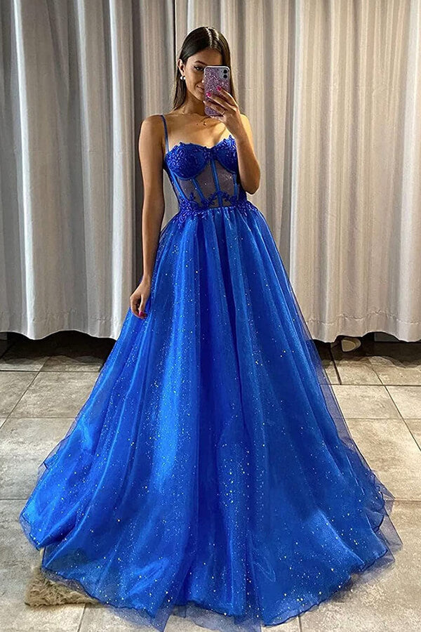 Prom Numbers Blue Blue Long Prom Dresses