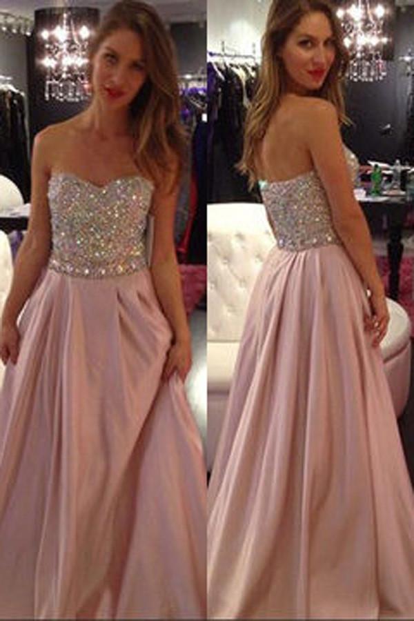New Sweetheart A-line Crystal Embellished Long Prom Dresses Evening Dresses, MP307