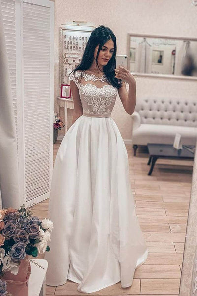 products/VintageA-lineSatinLaceBodiceBateauNeckCorsetBackWeddingDresses_MW747_1.jpg