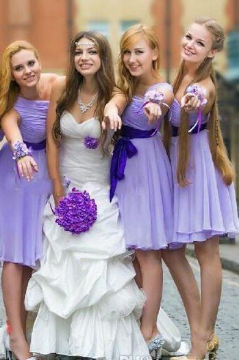 Lavender Chiffon One Shoulder Short Bridesmaid Dresses, Wedding Party Dresses, MB168 Musebridals Lavender Chiffon One Shoulder Short Bridesmaid Dresses, Wedding Party Dresses, MB168 Musebridals