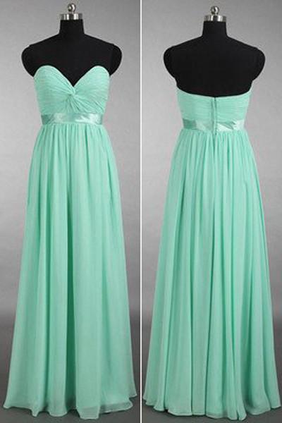Chiffon Light Green Mint Sweetheart Long Bridesmaid Dresses, Wedding Party  Dress, MB126 – Musebridals