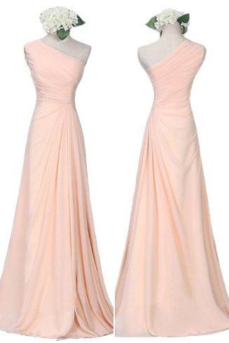 Pink One Shoulder Long Chiffon Bridesmaid Dresses, Wedding Party Dress, MB187 Musebridals Pink One Shoulder Long Chiffon Bridesmaid Dresses, Wedding Party Dress, MB187 Musebridals