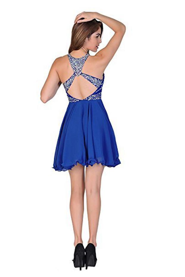 Blue A Line Chiffon Beaded Homecoming Dresses, Short Prom Dresses, MH136 Musebridals Blue A Line Chiffon Beaded Homecoming Dresses, Short Prom Dresses, MH136 Musebridals
