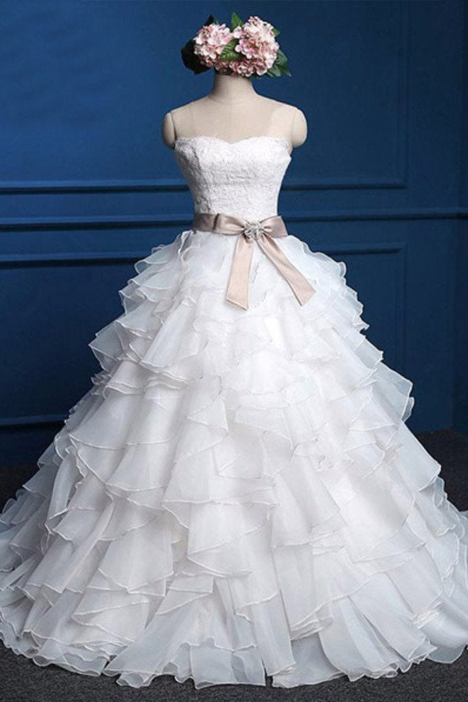 Fabulous Cute Chiffon Sweetheart Top Lace Wedding Dresses, Bridal Gown, MW109