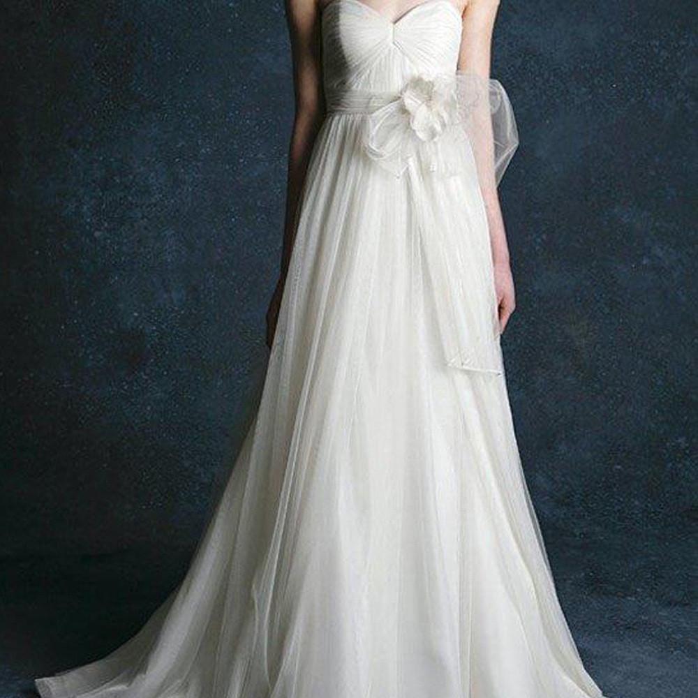 Simple Light Ivory Chiffon A-line Sweetheart Bridal Gowns, Long Wedding Dress, MW168|musebridals.com